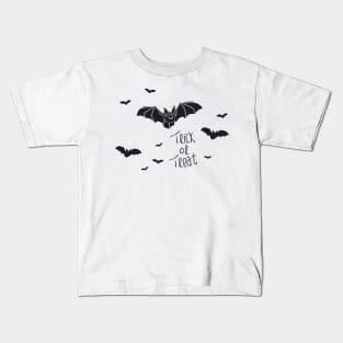 monochrome cute bat swarm silhouette for halloween celebration Kids T-Shirt